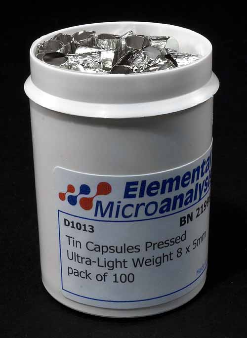 Tin Capsules Pressed Ultra-Light Weight 8 x 5mm pack of 100